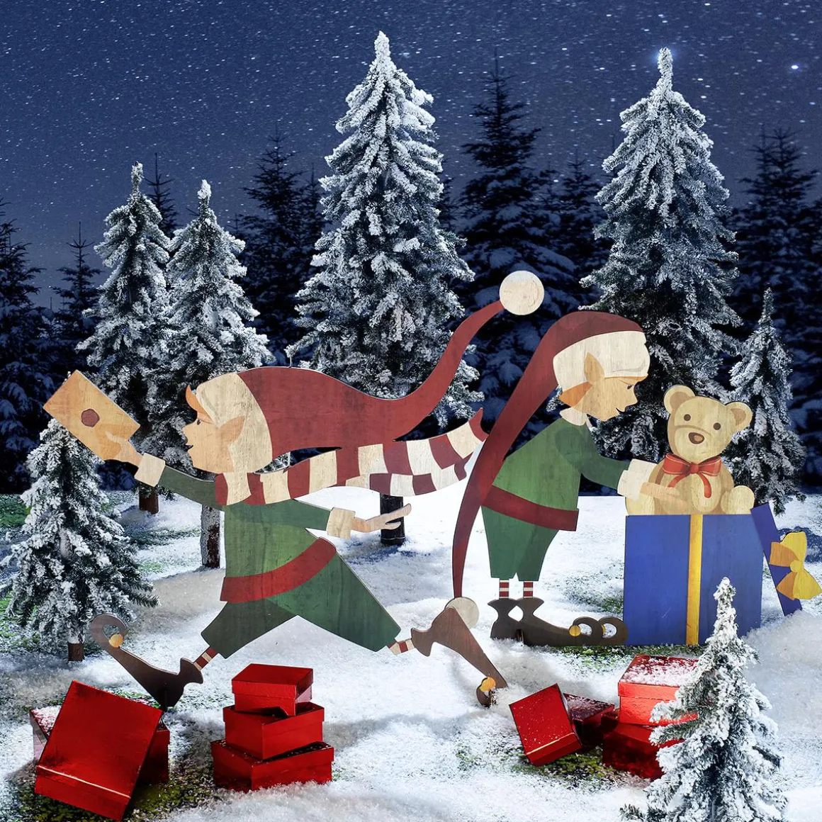 Expositor De Madera Elfo De Navidad 95 X 87 Cm