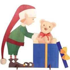 Expositor De Madera Elfo De Navidad 88 X 73 Cm
