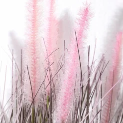 Fina Hierba Decorativa De Cerdas De Pluma En Rosa Plateado En Una Noble Maceta De Zinc 57 Cm