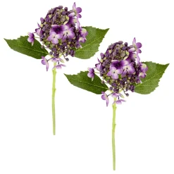 Flores De Hortensia Artificiales Morado, 39 Cm, 2 Piezas