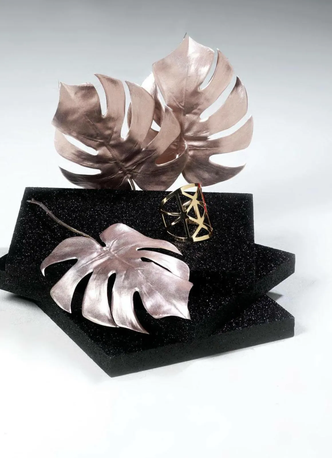 Hojas De Monstera Artificiales Rosa Palo 37 Cm 5 Piezas