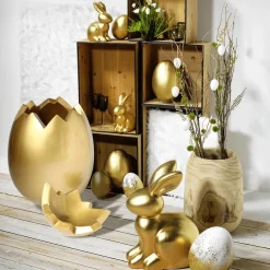 Huevo De Pascua Decorativo Metalizado Oro 26 Cm