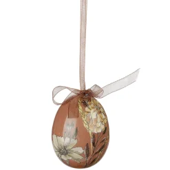 Juego De Huevos De Pascua, 5cm Beige Y Marrón Con Patrón De Flores Y Lazo 8pcs.