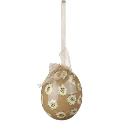 Juego De Huevos De Pascua, 5cm Beige Y Marrón Con Patrón De Flores Y Lazo 8pcs.