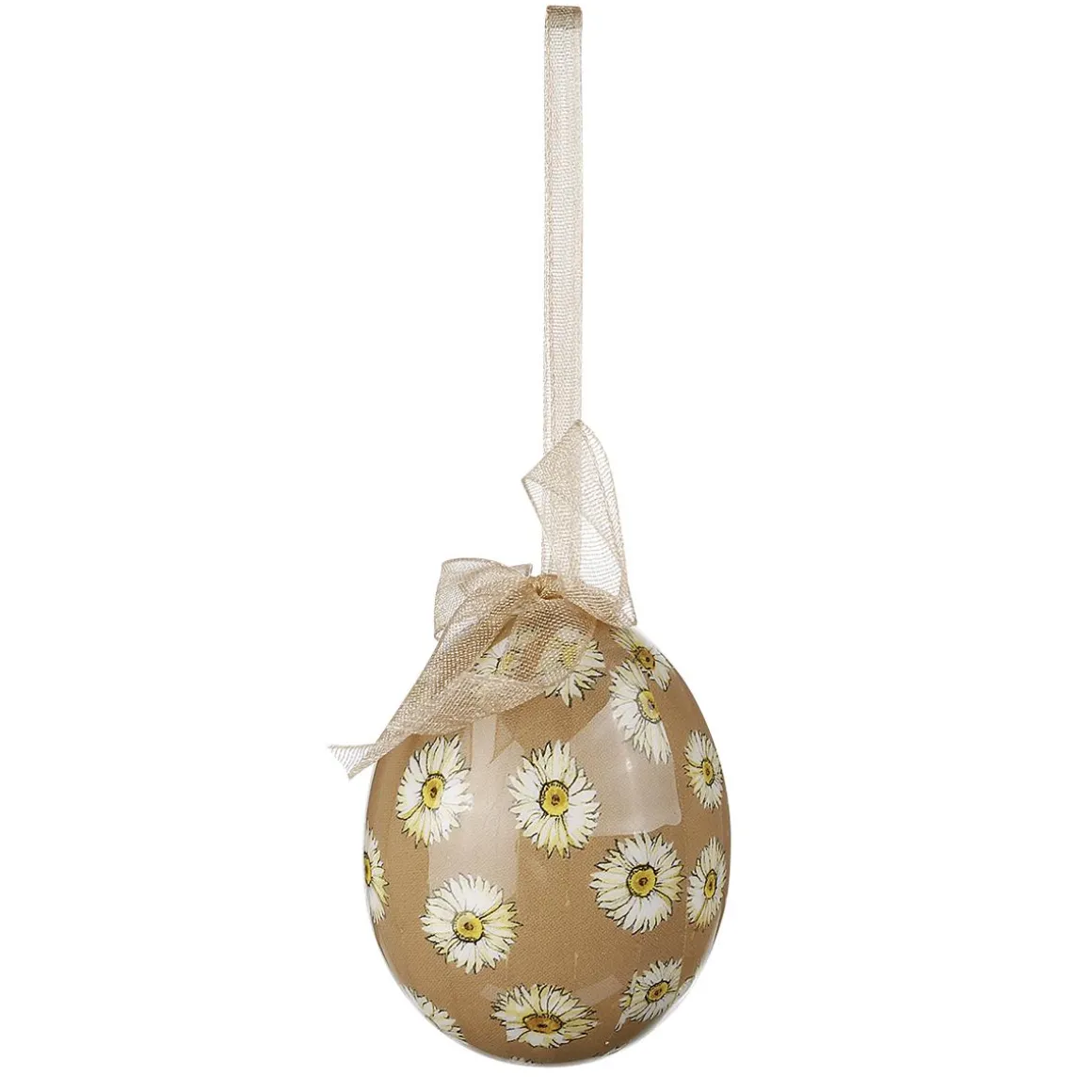 Juego De Huevos De Pascua, 5cm Beige Y Marrón Con Patrón De Flores Y Lazo 8pcs.