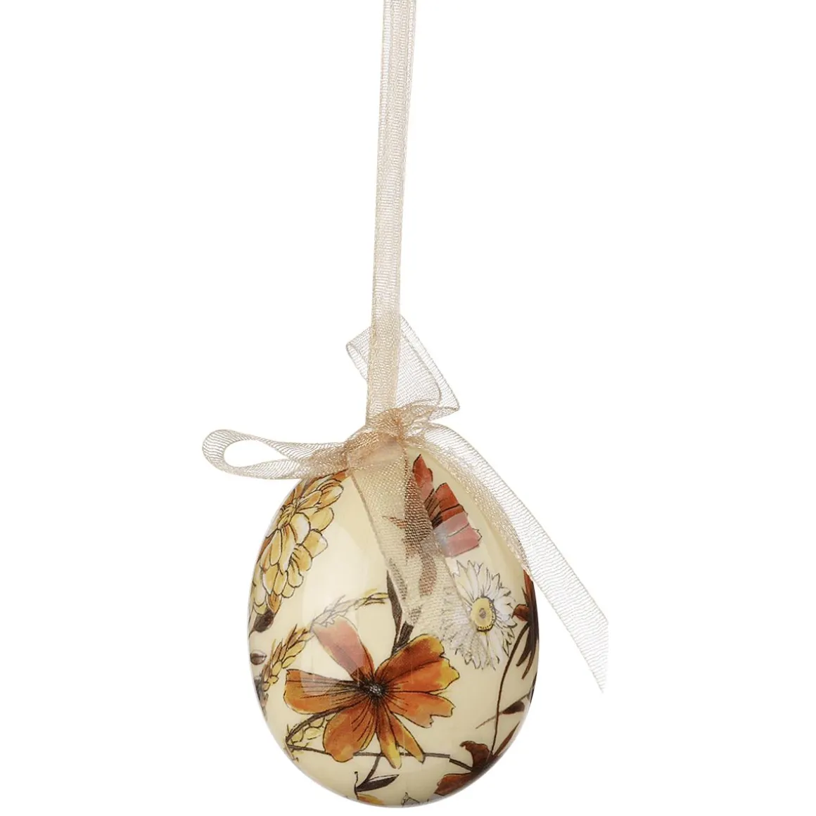Juego De Huevos De Pascua, 5cm Beige Y Marrón Con Patrón De Flores Y Lazo 8pcs.