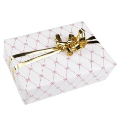 Lazos De Papel De Regalo Blanco / Rojo, 70 Cm De Ancho, Rollo De 40 M