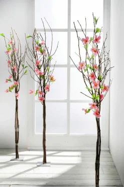 Manojo De Ramas Decorativo Con Flores 115 Cm