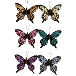 Mariposas Decorativas De Colores Con Clip 6 Piezas 9,50 Cm