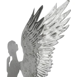 Ángel Decorativo De Metal Con Aspecto De Hoja De Plata, 54 Cm
