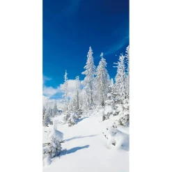 Pancarta De Tela Ignífuga "Snowy Winter Firs" De Tela De Bandera 100 X 200 Cm