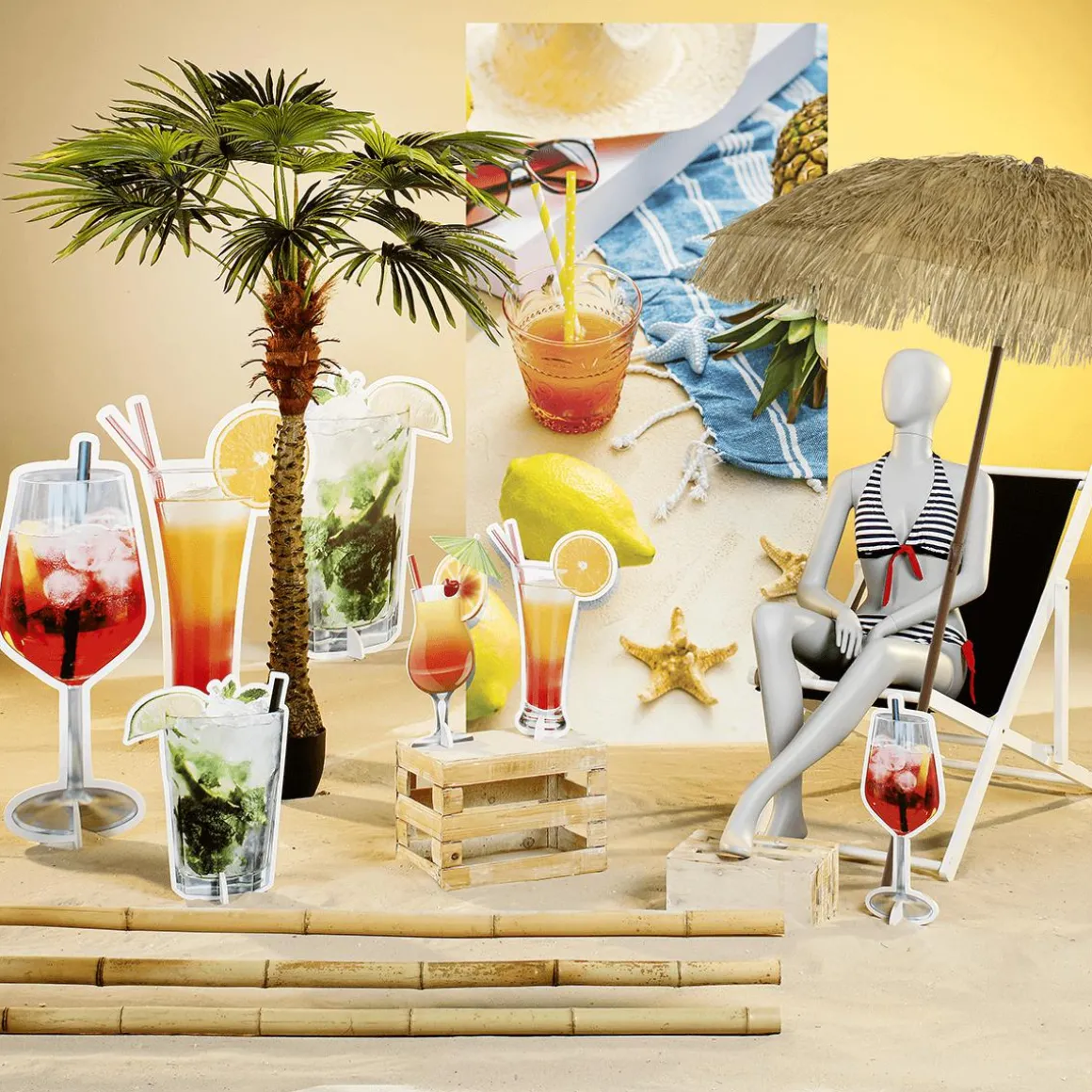 Pancarta De Tela Ignífuga Cóctel De Playa 100 X 200 Cm