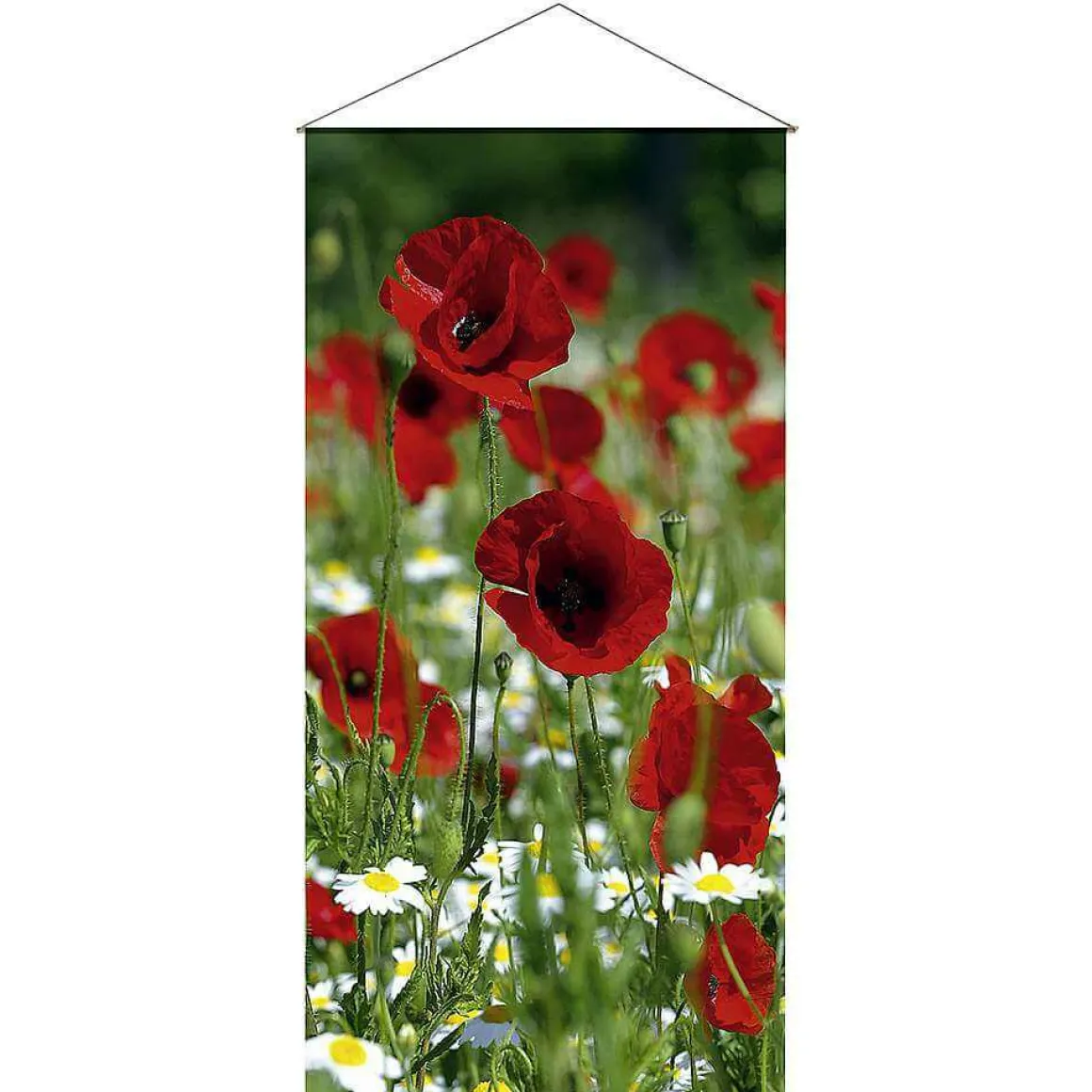Pancarta Ligera De Fibra Natural "Amapola Roja" De Algodón 100 X 200 Cm