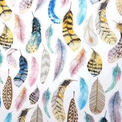 Papel De Regalo Blanco Sostenible Con Plumas De Colores - Rollo De Papel De Regalo De 50 M
