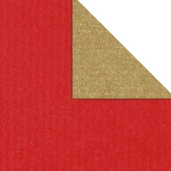 Papel De Regalo Rollo Bicolor Rojo Oro 50 Cm X 50 M