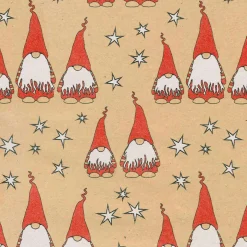 Papel Kraft Reciclado Con Amigo Invisible Rojo Y Estrellas Blancas - Bobina De Papel De Regalo De 50 M
