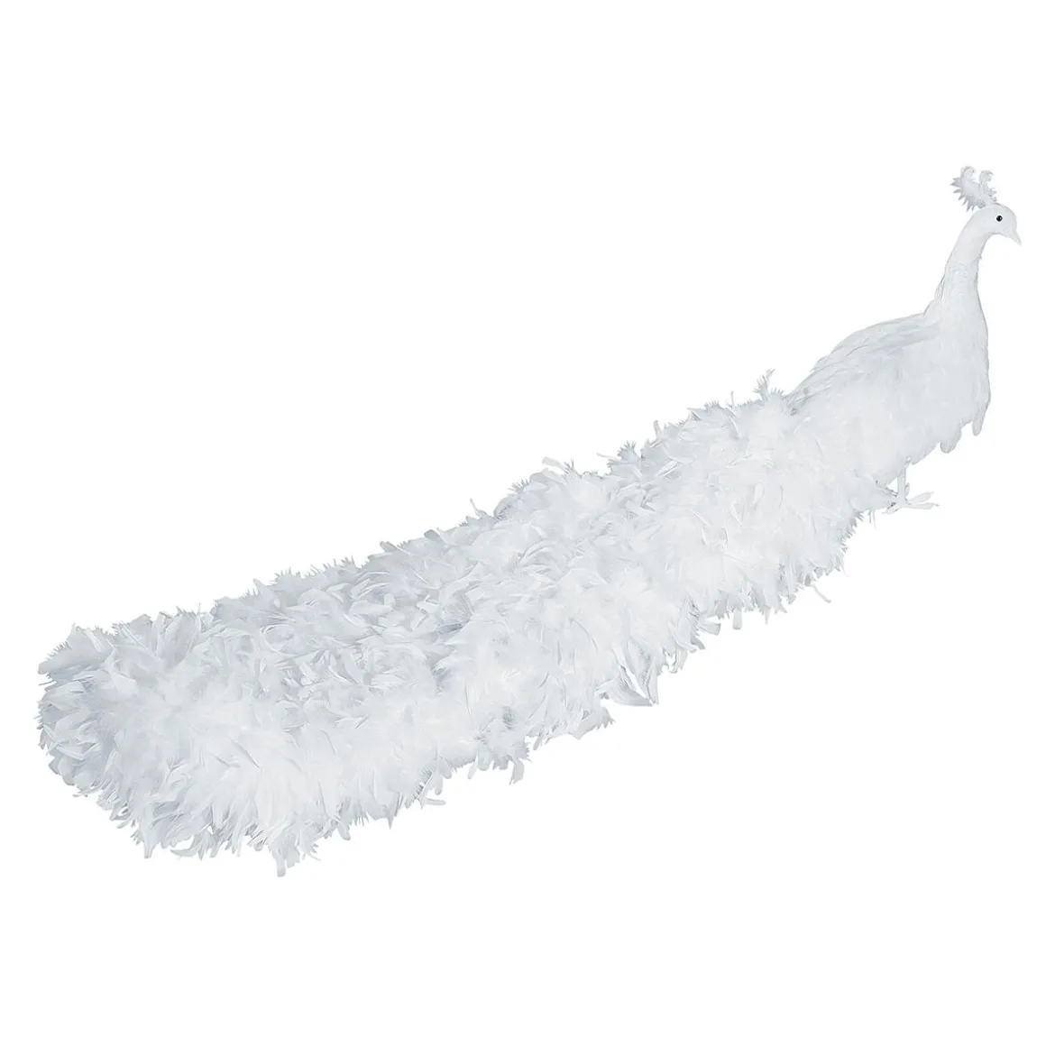 Pavo Real Blanco Decorativo, Longitud: 150 Cm