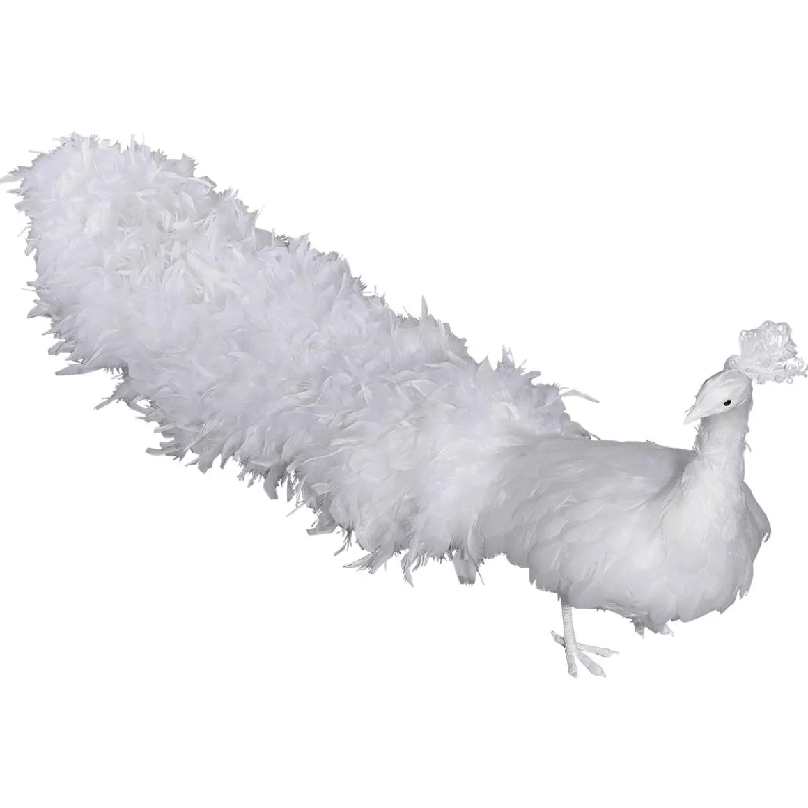 Pavo Real Blanco Decorativo, Longitud: 150 Cm