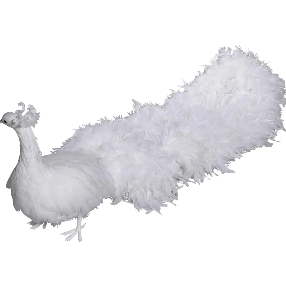 Pavo Real Blanco Decorativo, Longitud: 150 Cm