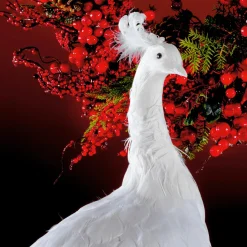Pavo Real Blanco Decorativo, Longitud: 150 Cm