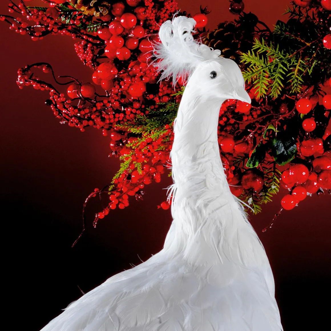 Pavo Real Blanco Decorativo, Longitud: 150 Cm