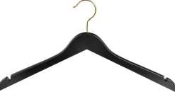 Percha De Madera Con Muescas, Negro/latón, 44 Cm