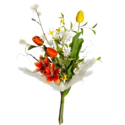 Ramo De Tulipanes Artificiales Mix Naranja, Blanco, Amarillo 75 Cm