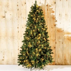 Árbol De Navidad Artificial Abeto Plateado Con LED 180 Cm