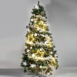 Árbol De Navidad Artificial Abeto Plateado Con LED 180 Cm