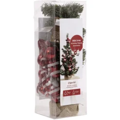 Árbol De Navidad Artificial DIY Con Adornos Rojos, 60 Cm