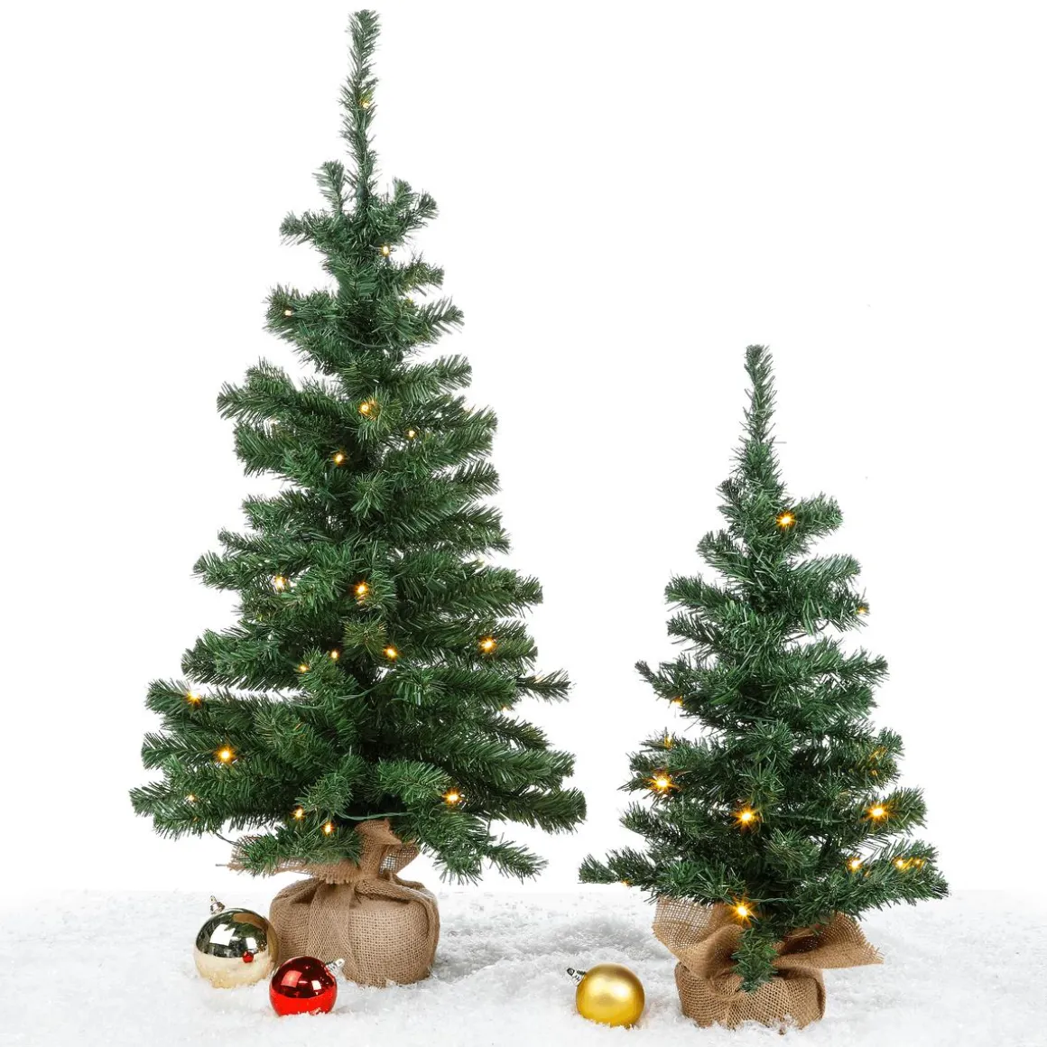Árbol De Navidad Deco Con LED Y Bolsa De Yute 75 Cm Verde