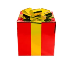 Regalo De Navidad 30 Cm Rojo Con Lazo Dorado