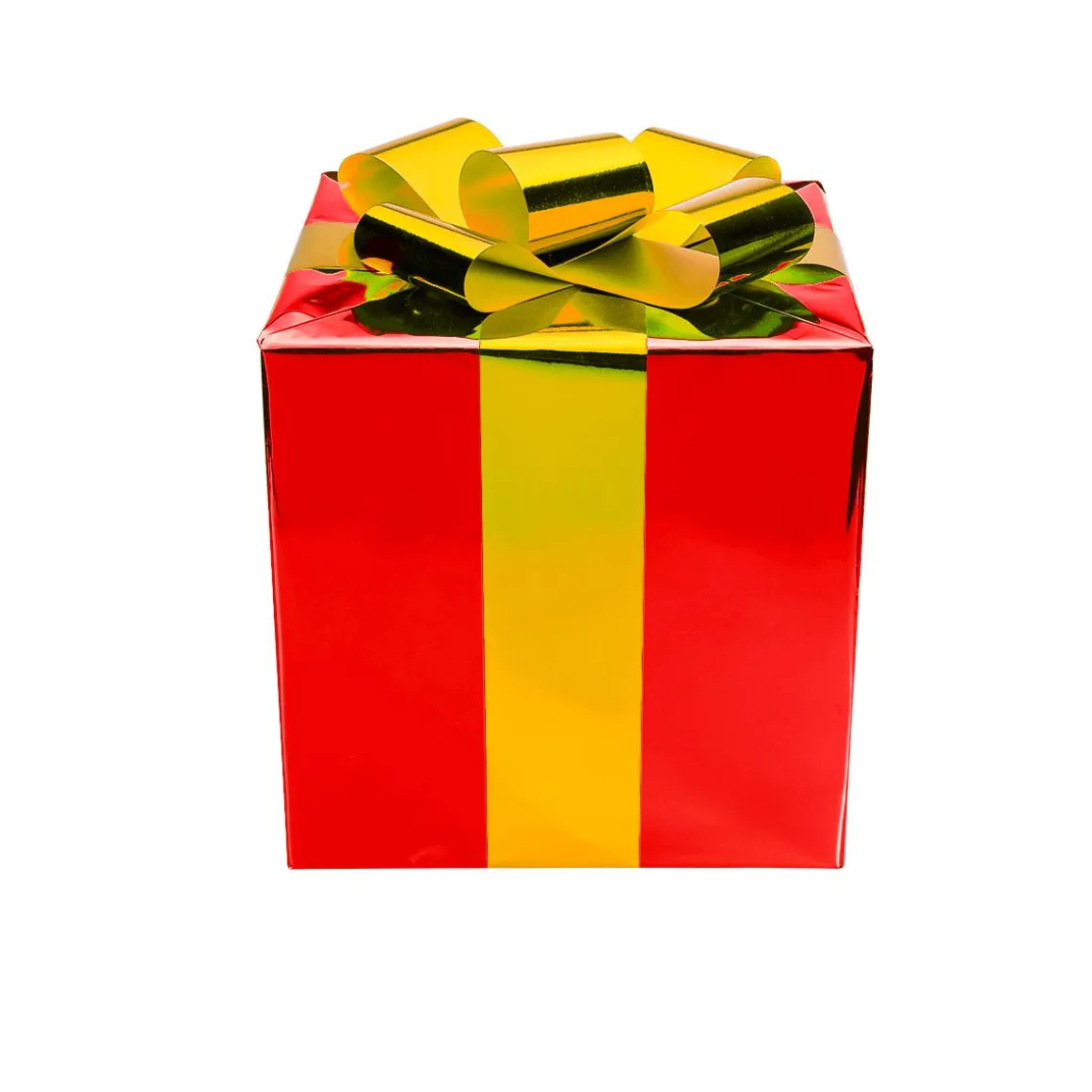 Regalo De Navidad 30 Cm Rojo Con Lazo Dorado