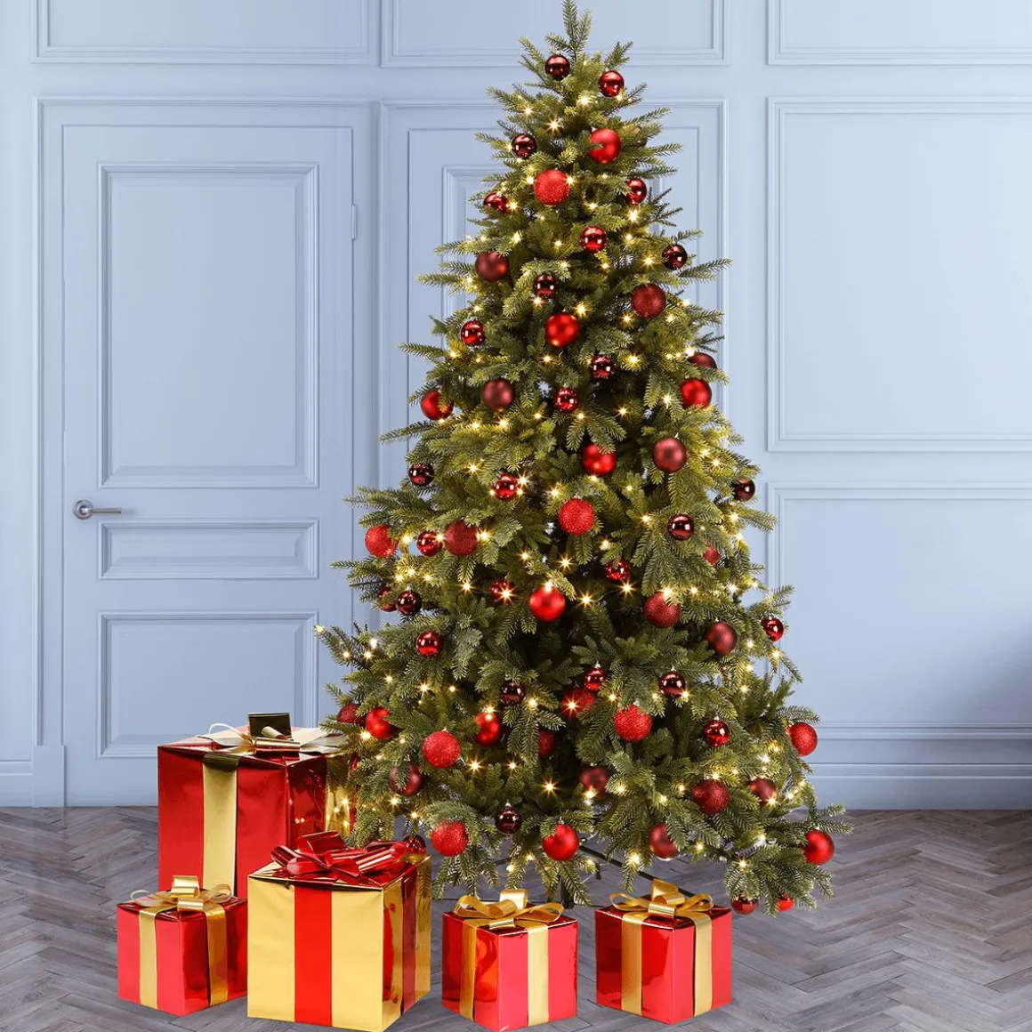 Regalo De Navidad 40 Cm Rojo Con Lazo Dorado