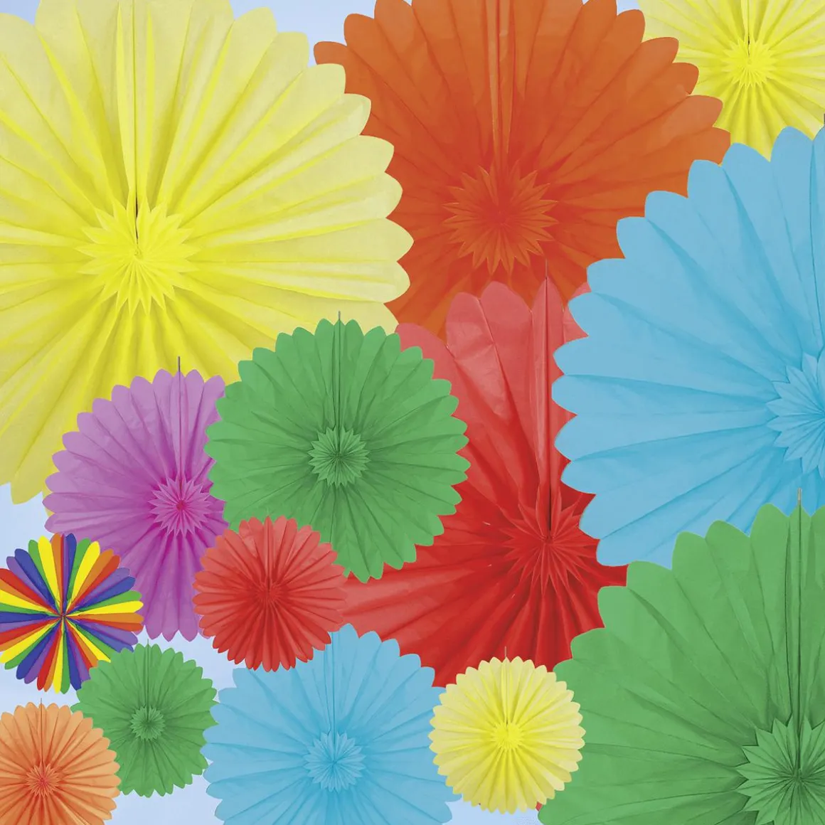 Rosetón De Papel Ignífugo 100 Cm Azul Claro