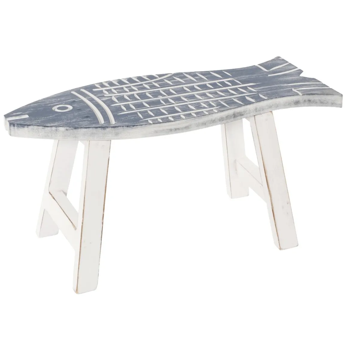 Taburete En Forma De Pez Azul Y Blanco 44 Cm
