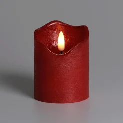 Vela De Cera LED Roja 7,5 Cm Ø, 10 Cm De Altura