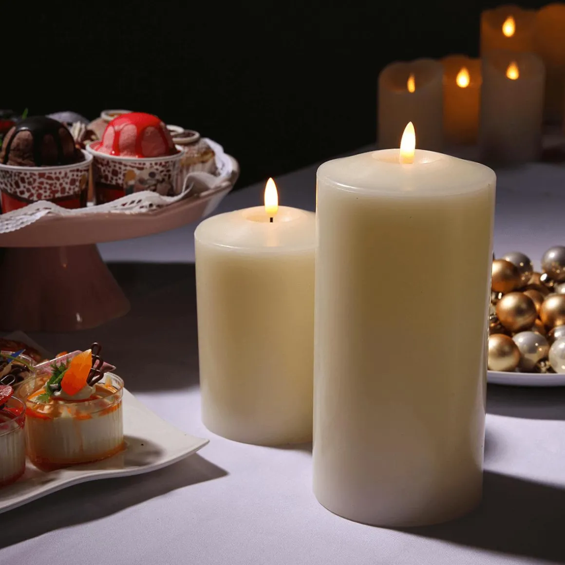Vela De Cera Real LED 25 Cm Crema