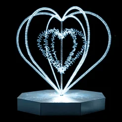XXL Objeto Luminoso LED Corazón Plateado Para Exterior